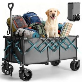 Foldable Trolley - 440-pound Foldable Extra-long Heavy-duty Multi-functional Vehicle With Wheels (Option: Grey)