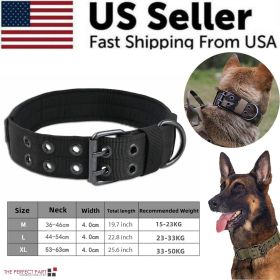 2" Wide Tactical Heavy Duty Nylon Large Dog Collar K9 Military With Metal Buckle (Color: black, size: XL - Neck 21.7" ~ 25.6")