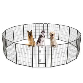 16 Panel 24/32/40 Inches Height Dog Playpen with Lock and Large Door (size: 40 inches)